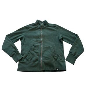 American Giant Mens Full Zip Sweatshirt Forest Green Cotton Mock Neck Large USA